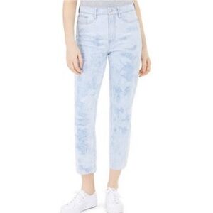 22. Calvin Klein High Rise Straight Jeans in Tie-Dye Effect Acid Wash